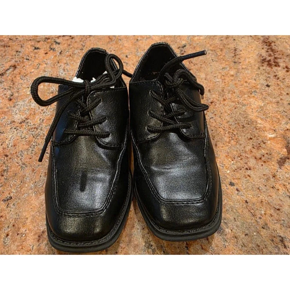 Sonoma Alexander Boys Black Dress Shoes Size 12 Medium Square Toe Lace Up Formal